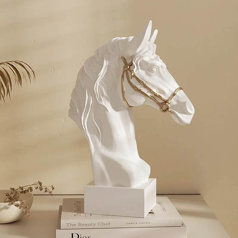 Majestic War Horse Head Statue