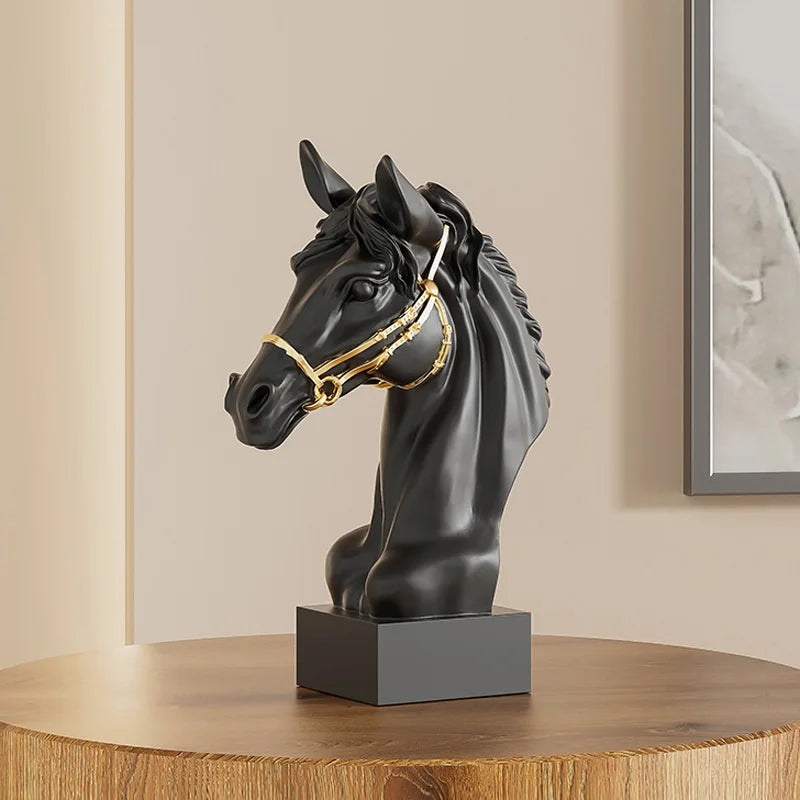 Majestic War Horse Head Statue