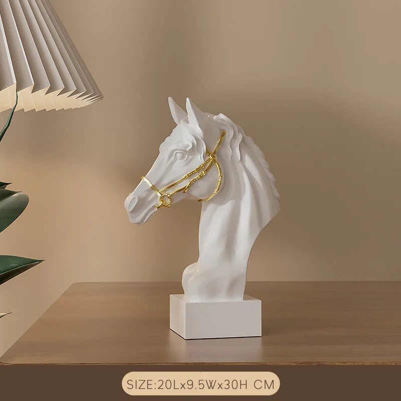 Majestic War Horse Head Statue