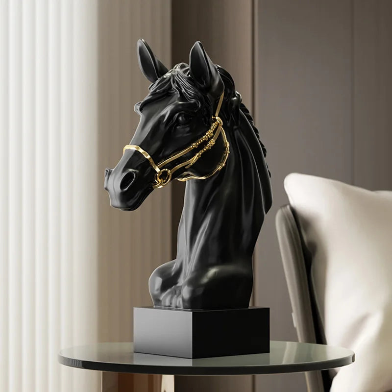 Majestic War Horse Head Statue