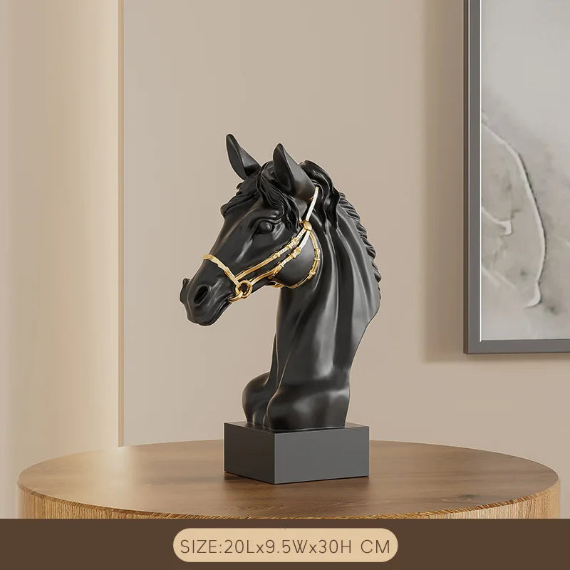 Majestic War Horse Head Statue