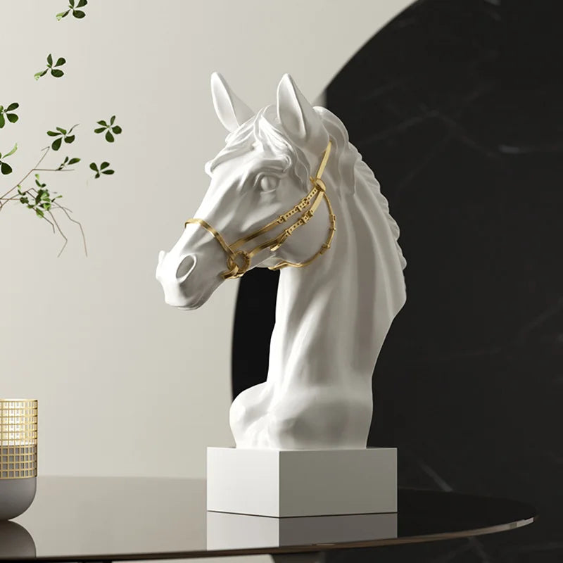 Majestic War Horse Head Statue